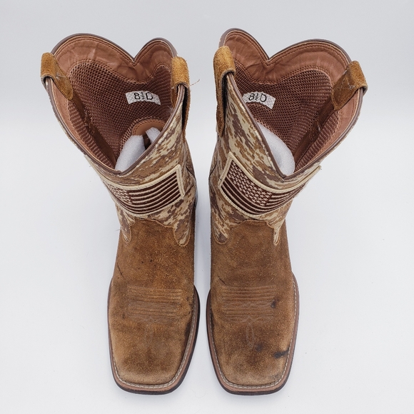 Ariat Men's Sport Patriot Western Antique Mocha Suede Square Toe Size 8.5 D - Picture 6 of 15